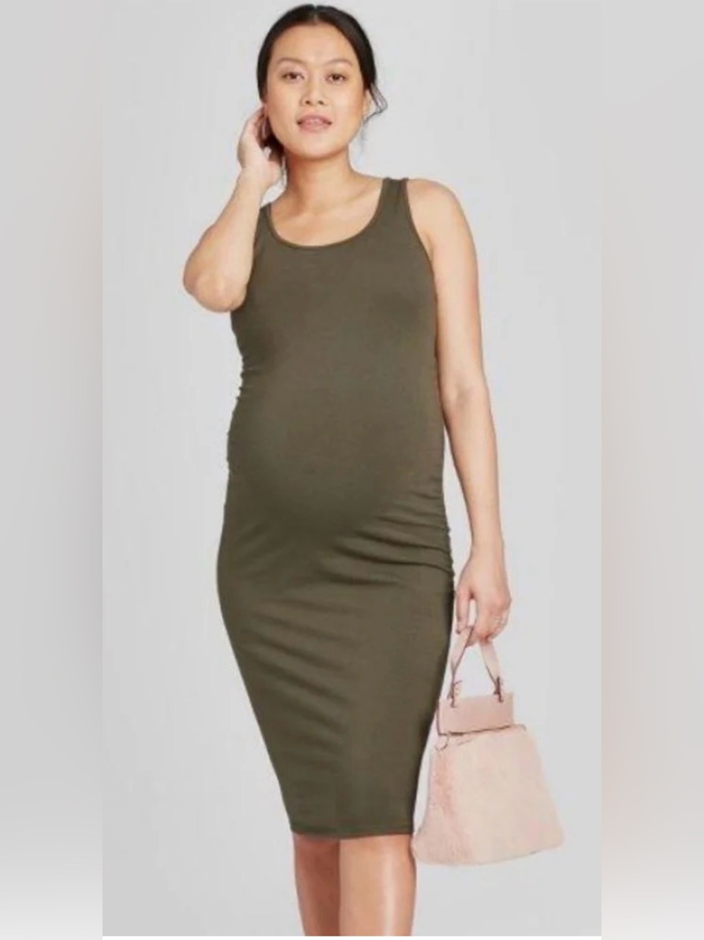 Isabel Maternity by Ingrid & Isabel Olive Green Maxi Tank Skirt